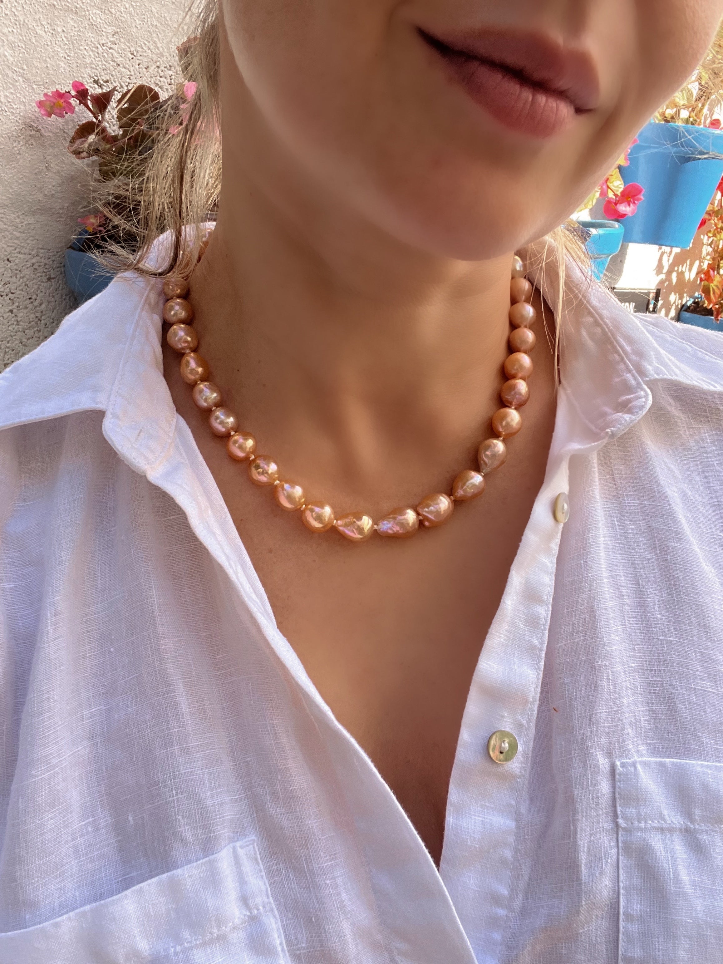 Golden Edison Pearl Necklace
