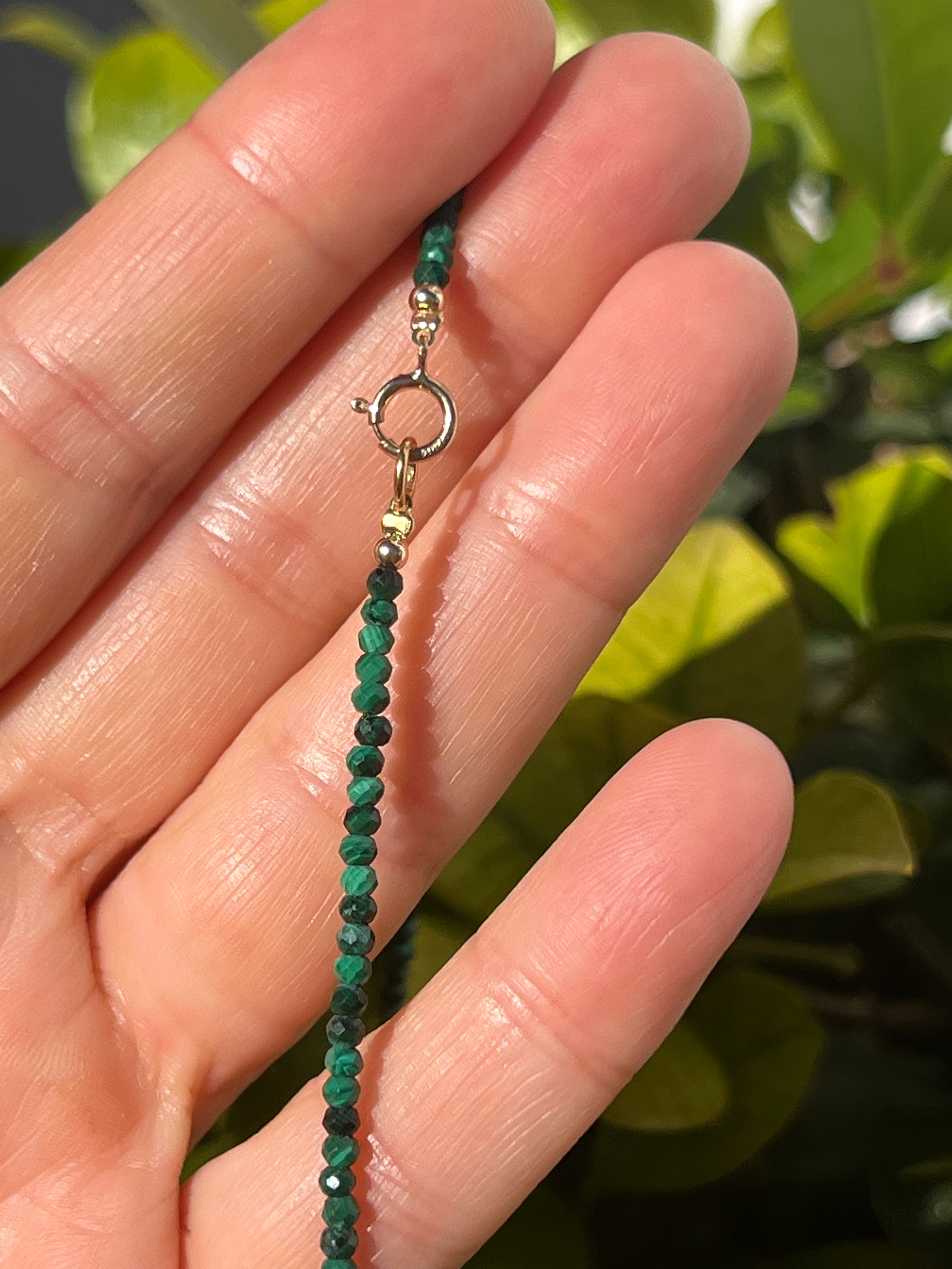 Malachite And Keshi Pearl Minimalist Necklace