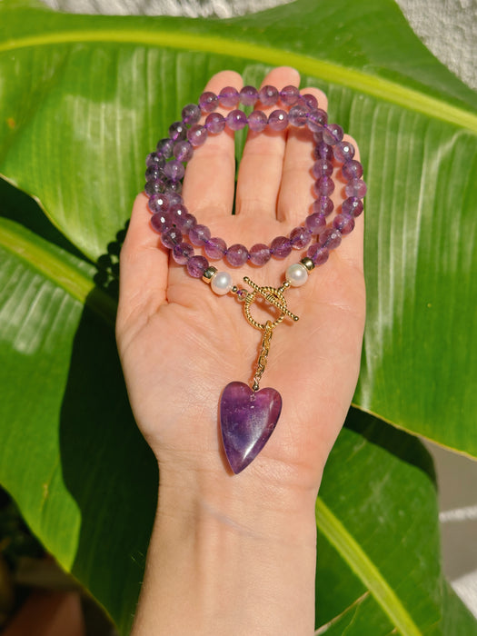 Amethyst Necklace with Heart Pendant