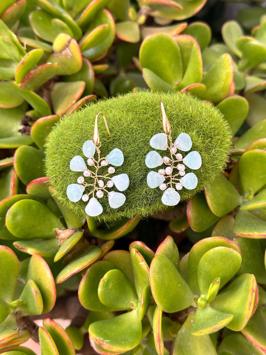 Amazonite And Pearl Branch Earrings