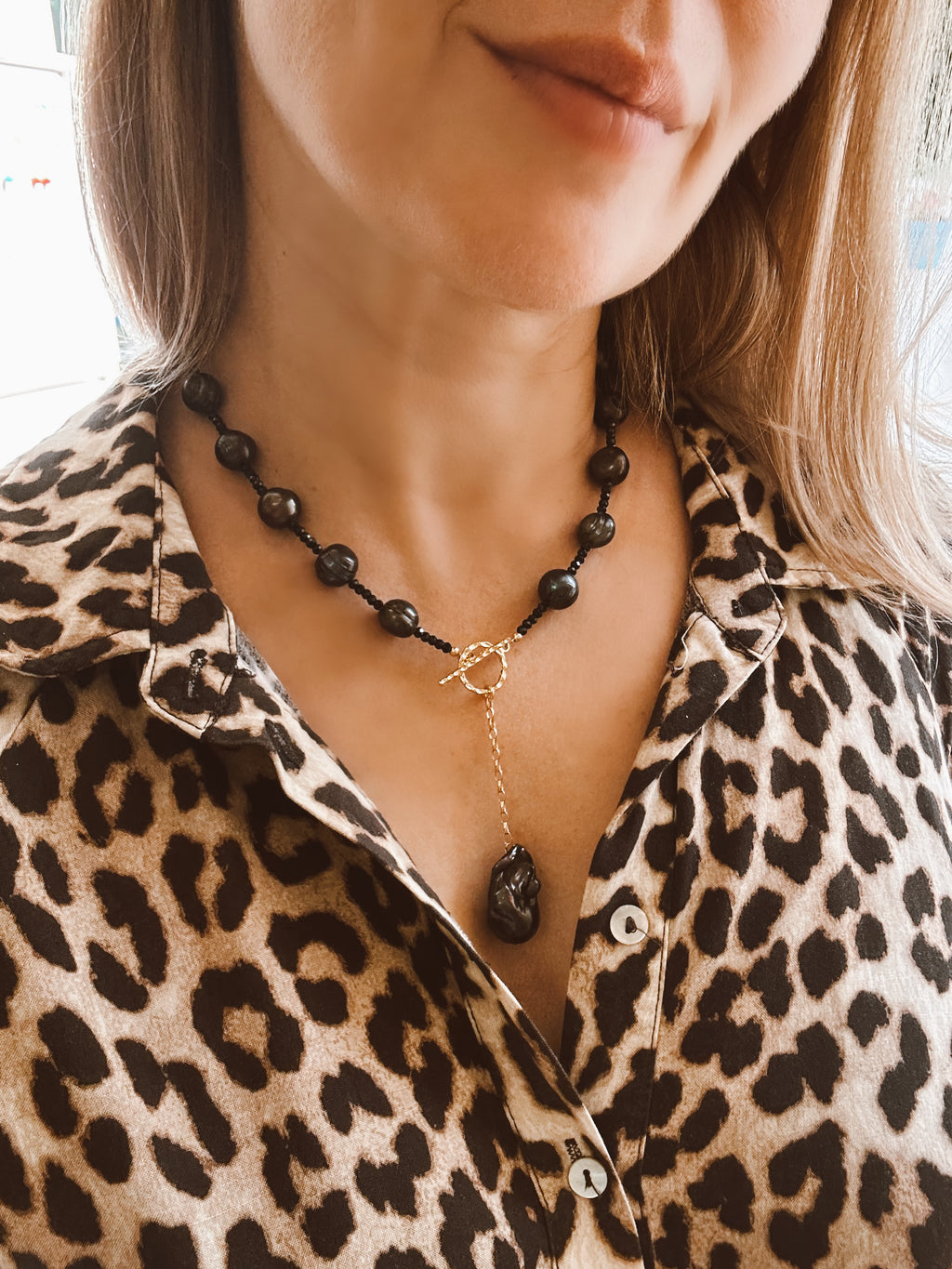 Black Spinel And Pearl Necklace