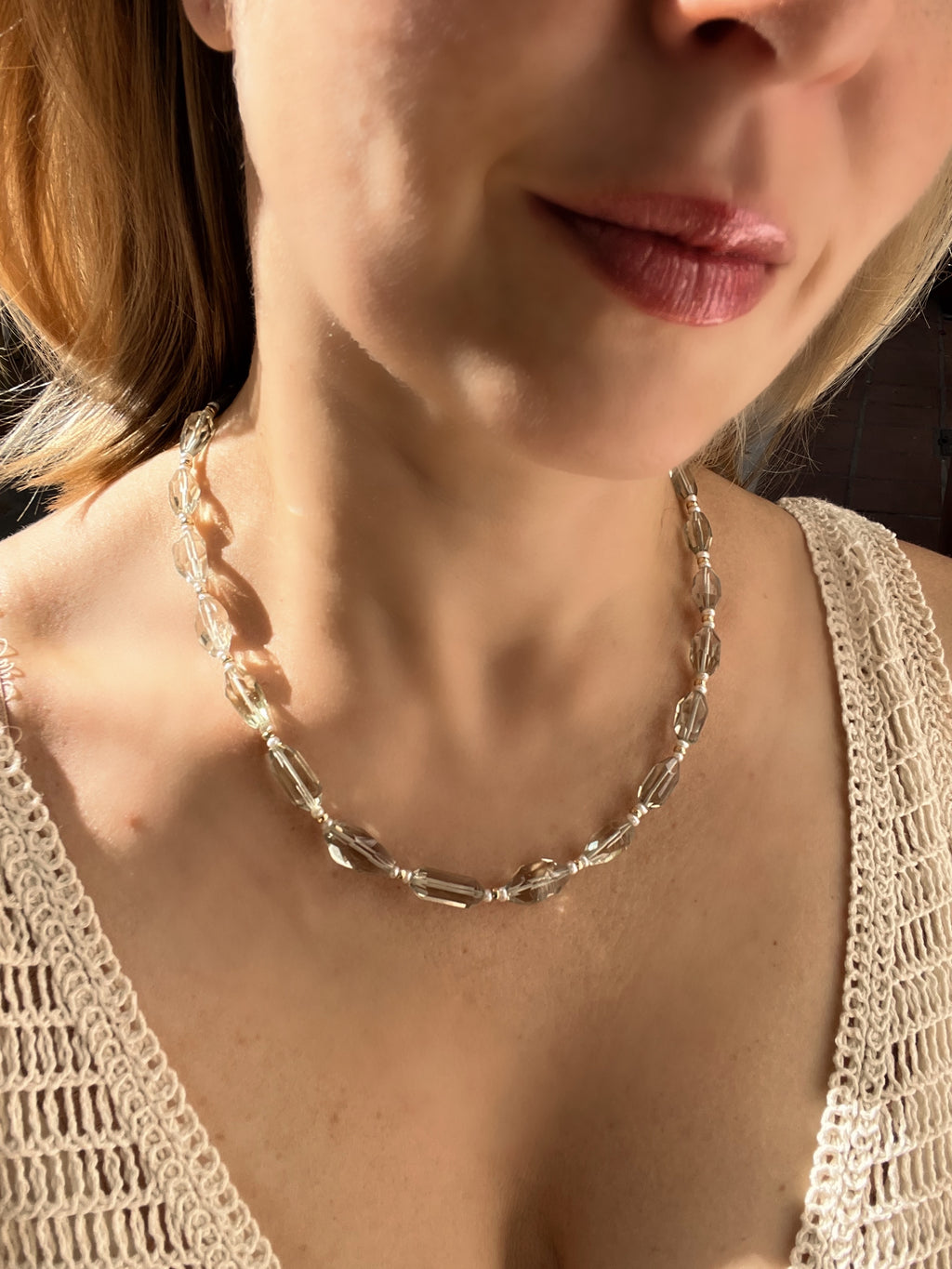 Green Amethyst Necklace And Earrings Set