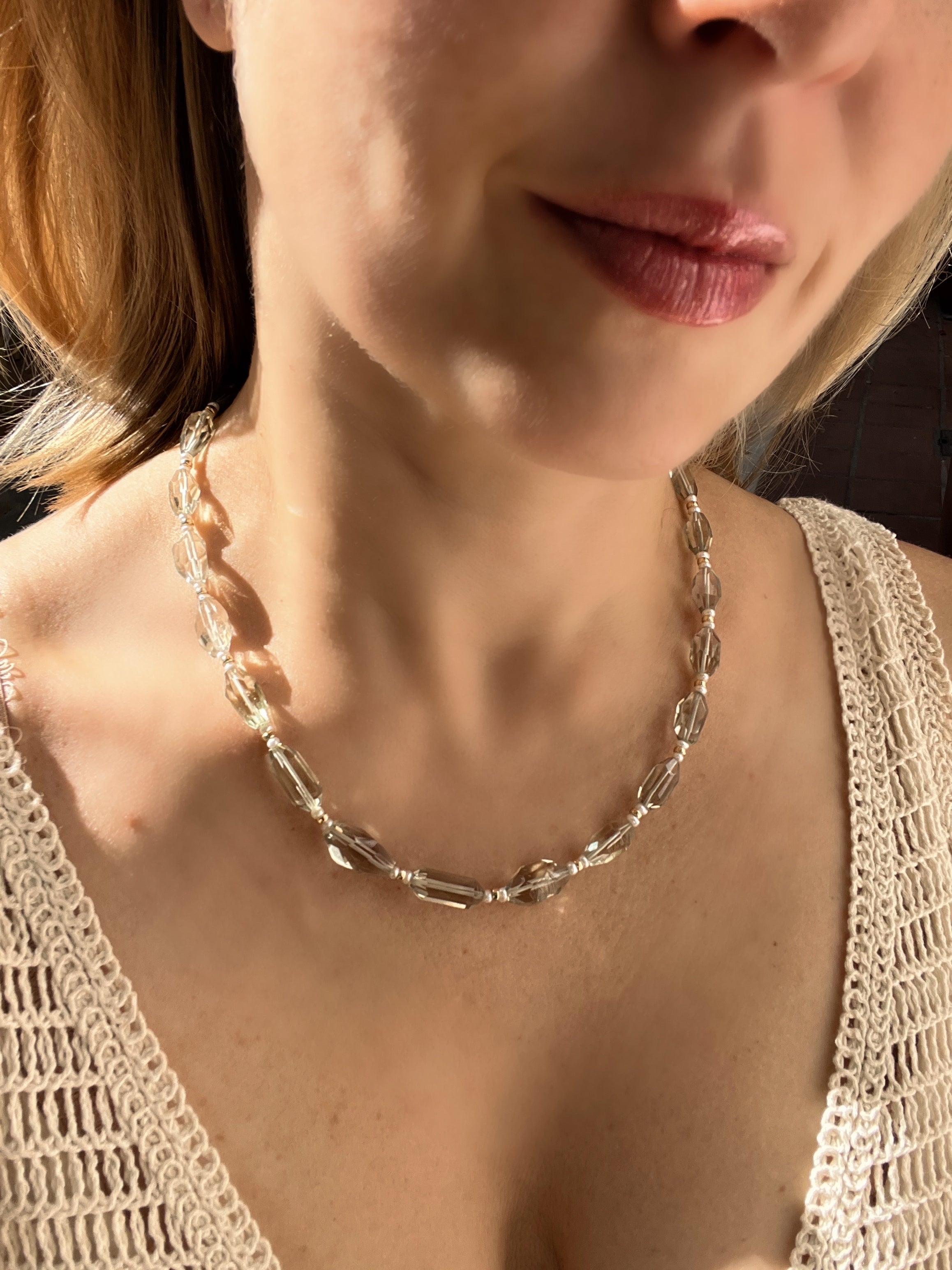 Green Amethyst Necklace And Earrings Set