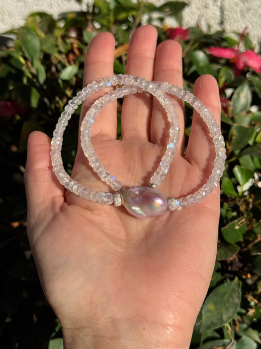 Purple Baroque Pearl and Moonstone necklace