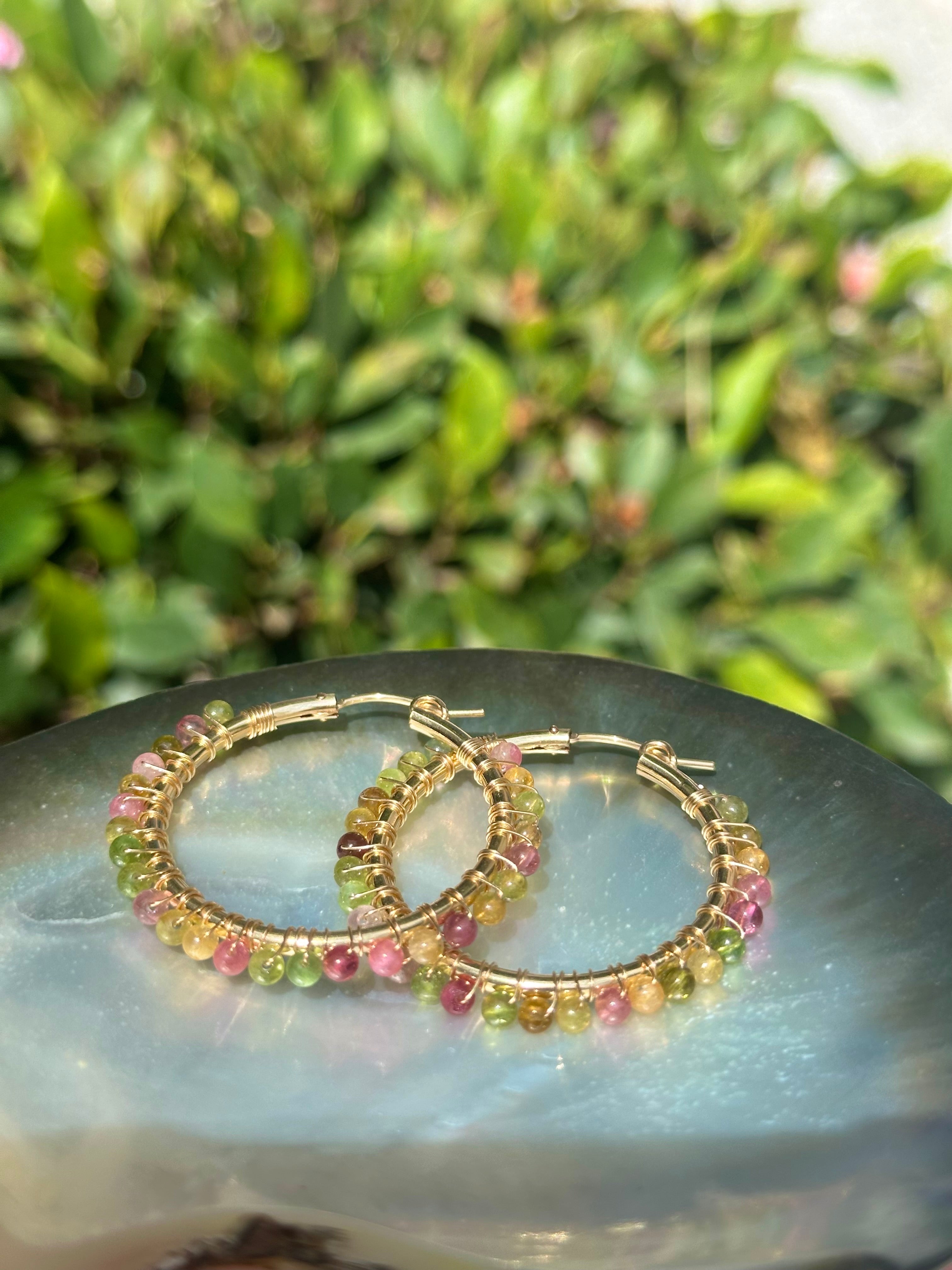 Tourmaline Hoop Earrings