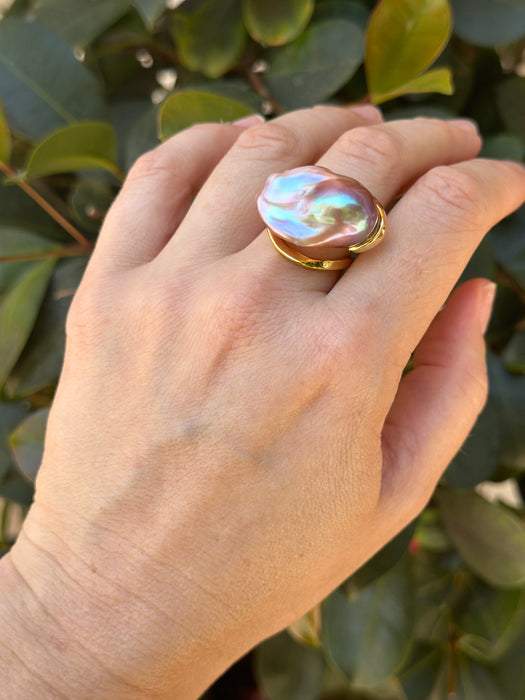 Purple Baroque Pearl Ring