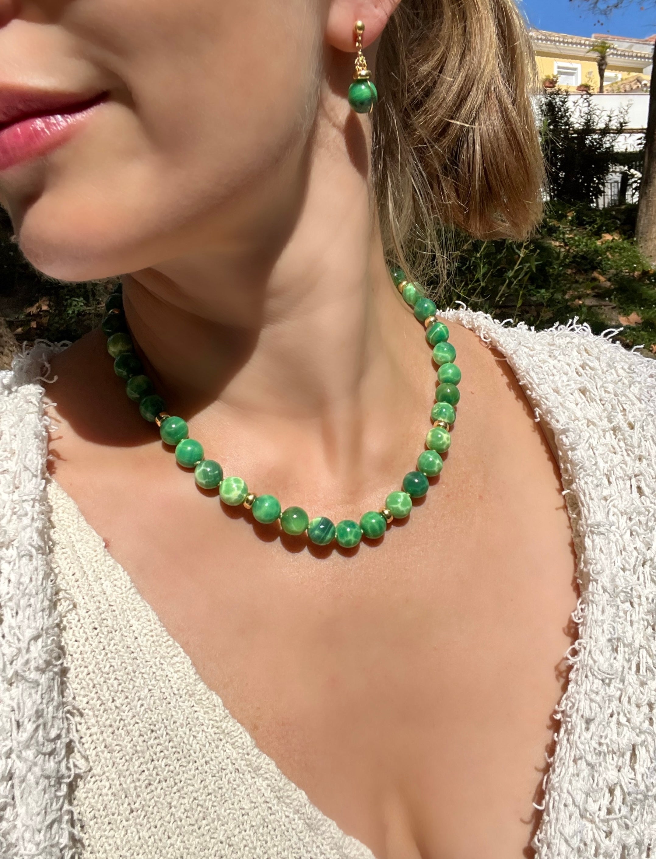 Peacock Agate Beaded Necklace