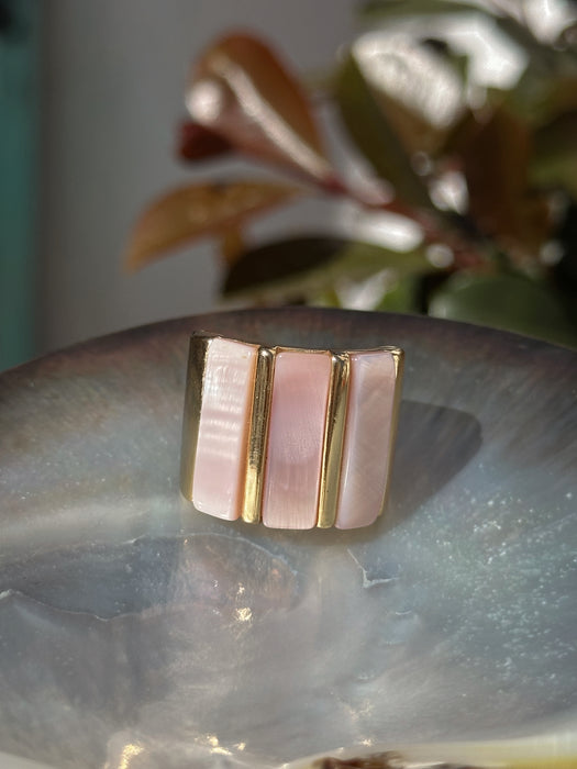 Pink Mother of Pearl Statement Ring