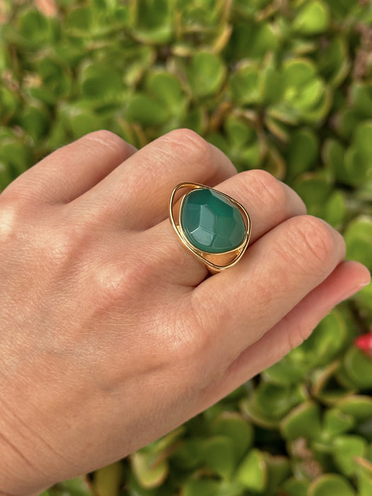 Green Agate Statement Ring