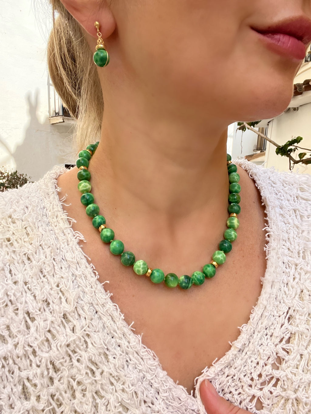 Peacock Agate Beaded Necklace