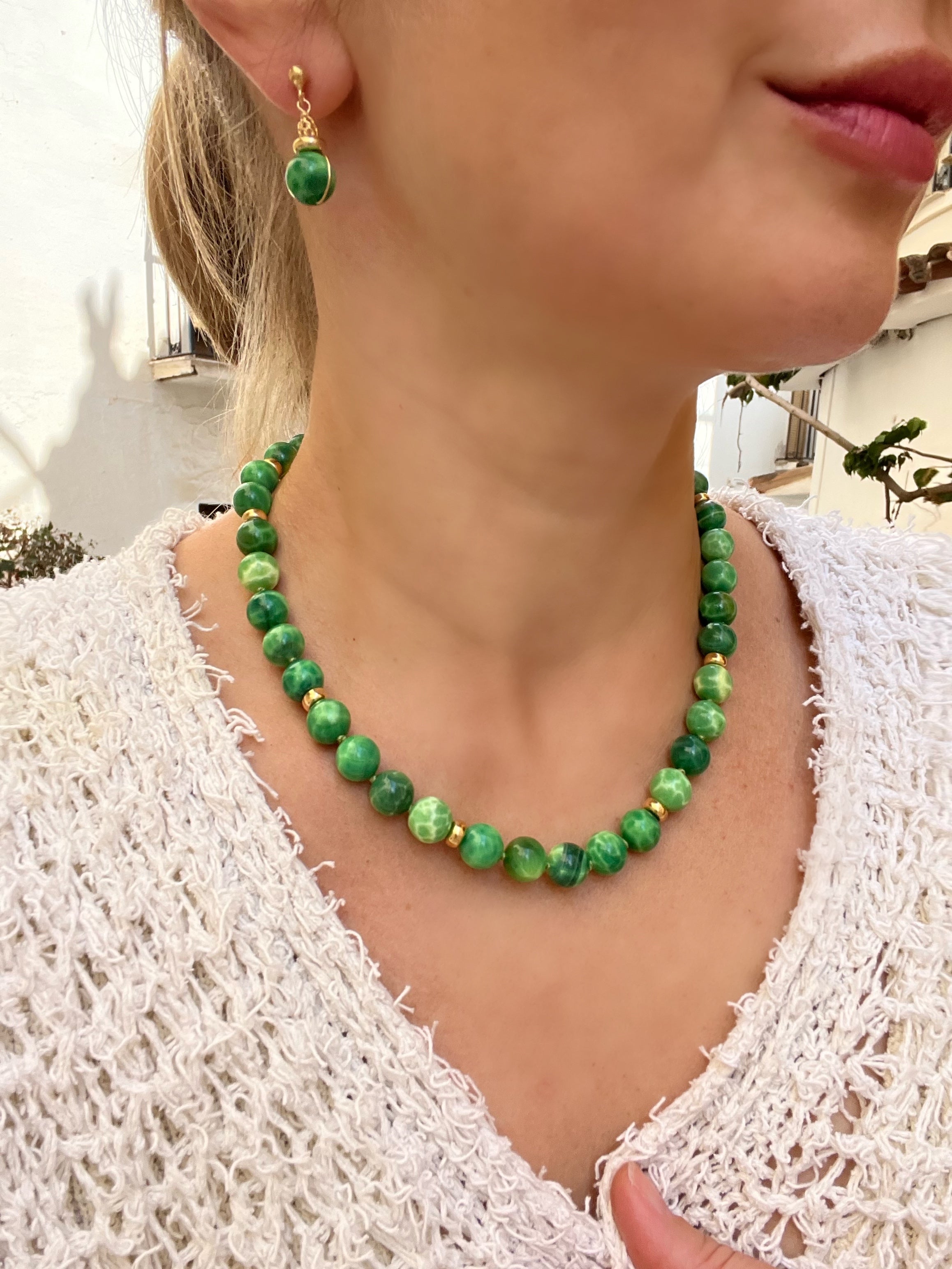 Peacock Agate Beaded Necklace