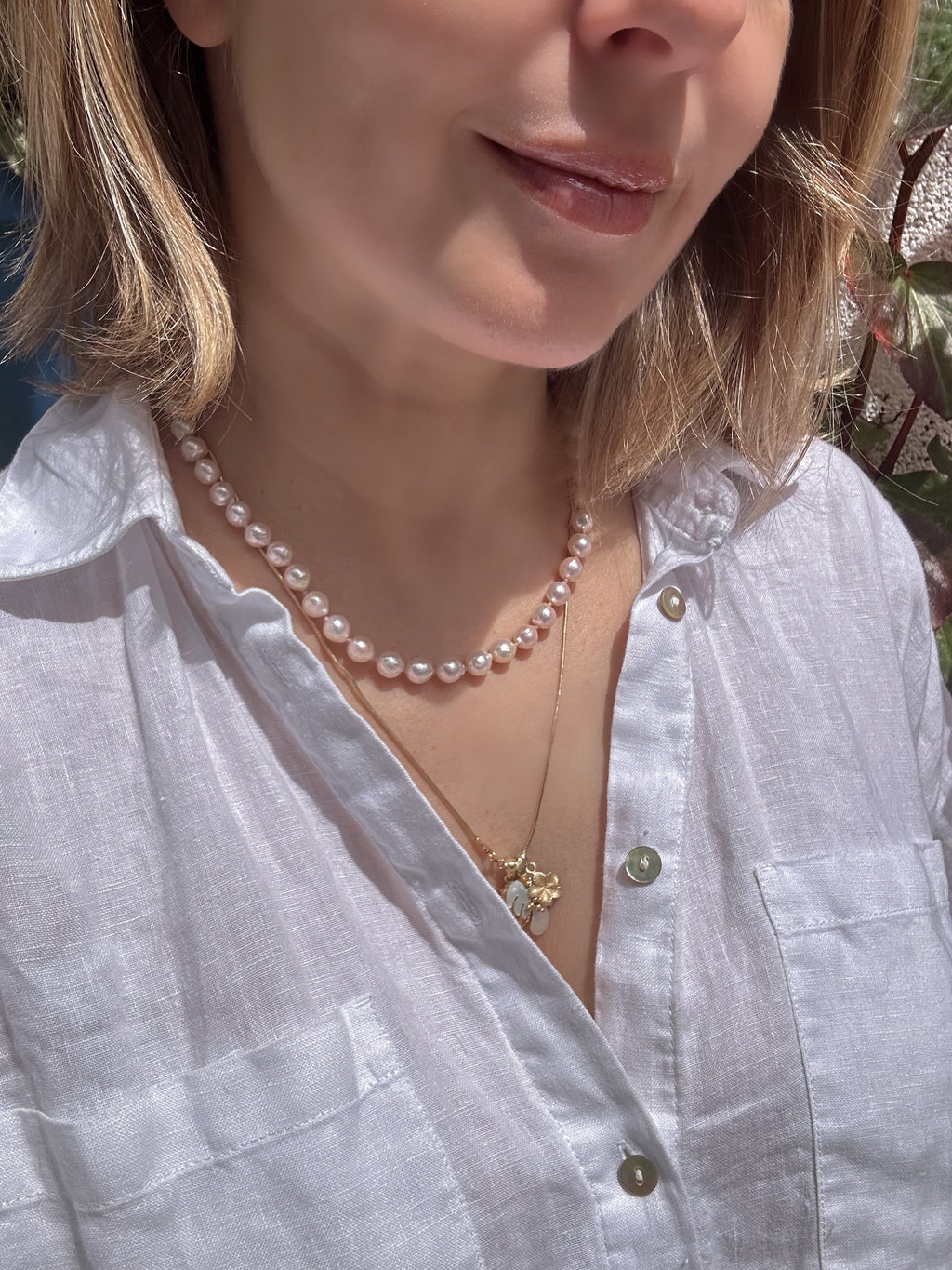 Pink Baroque Akoya Pearl Necklace