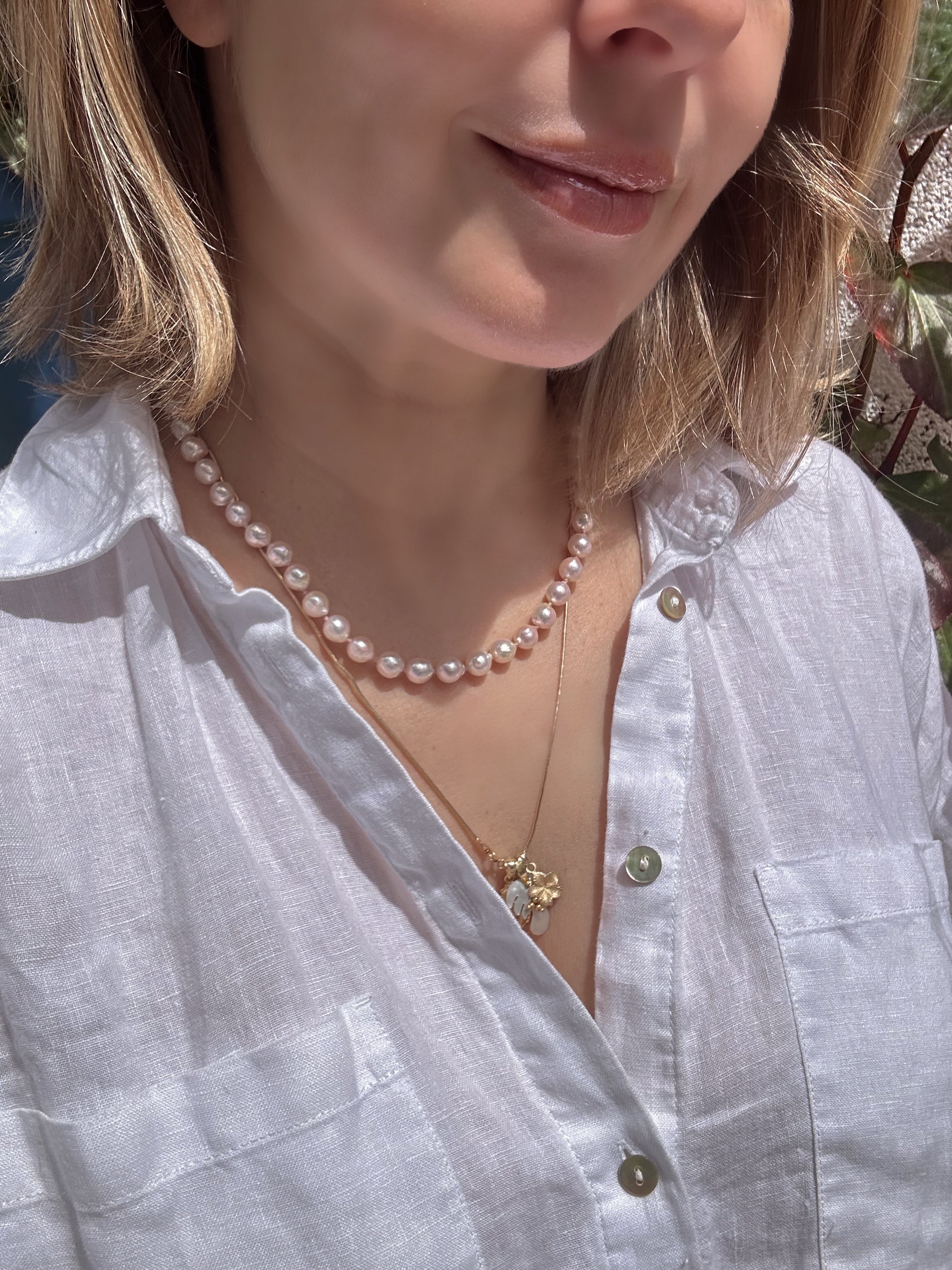 Pink Baroque Akoya Pearl Necklace