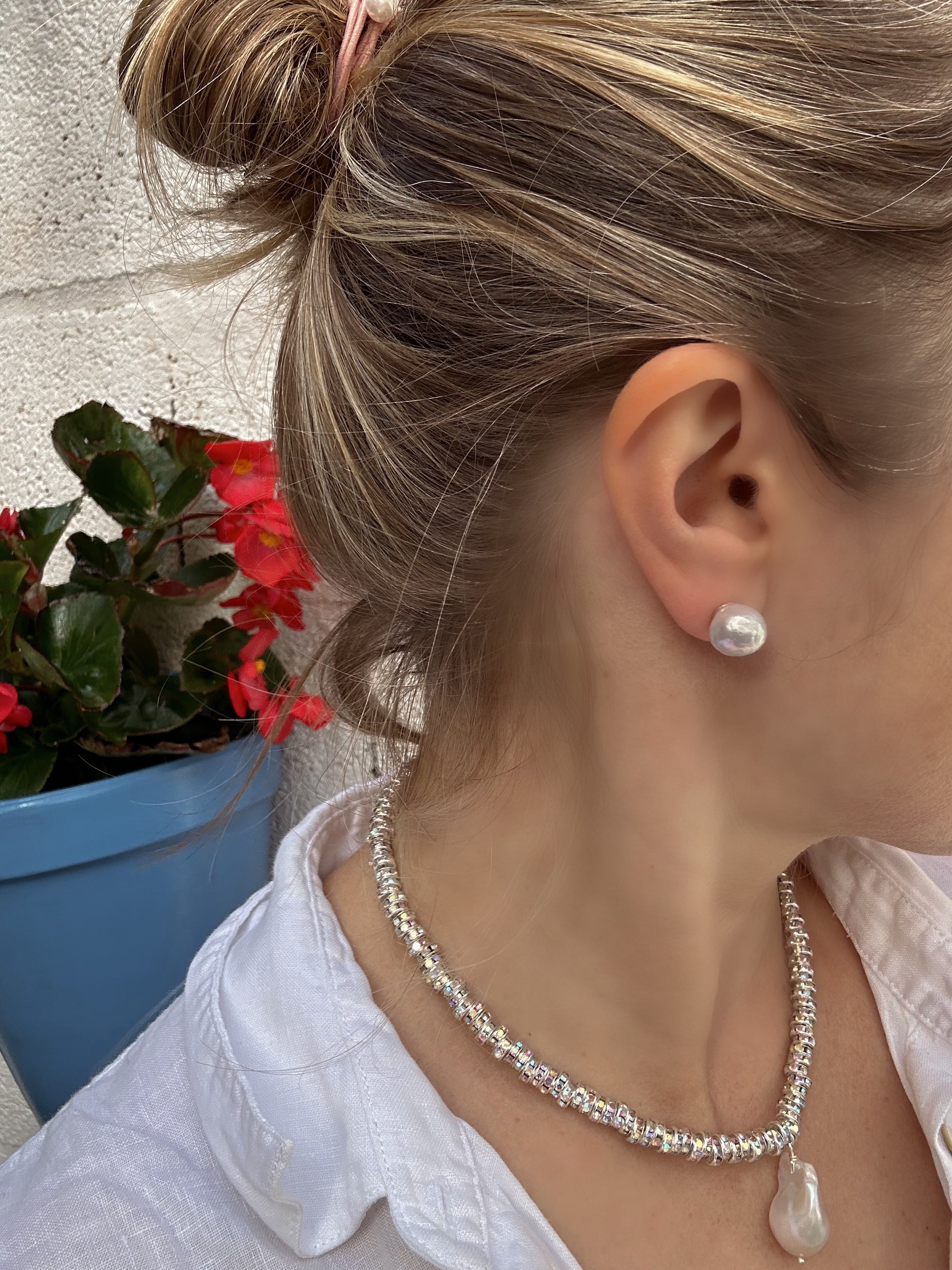 Edison Wrinkled Pearl Stud Earrings