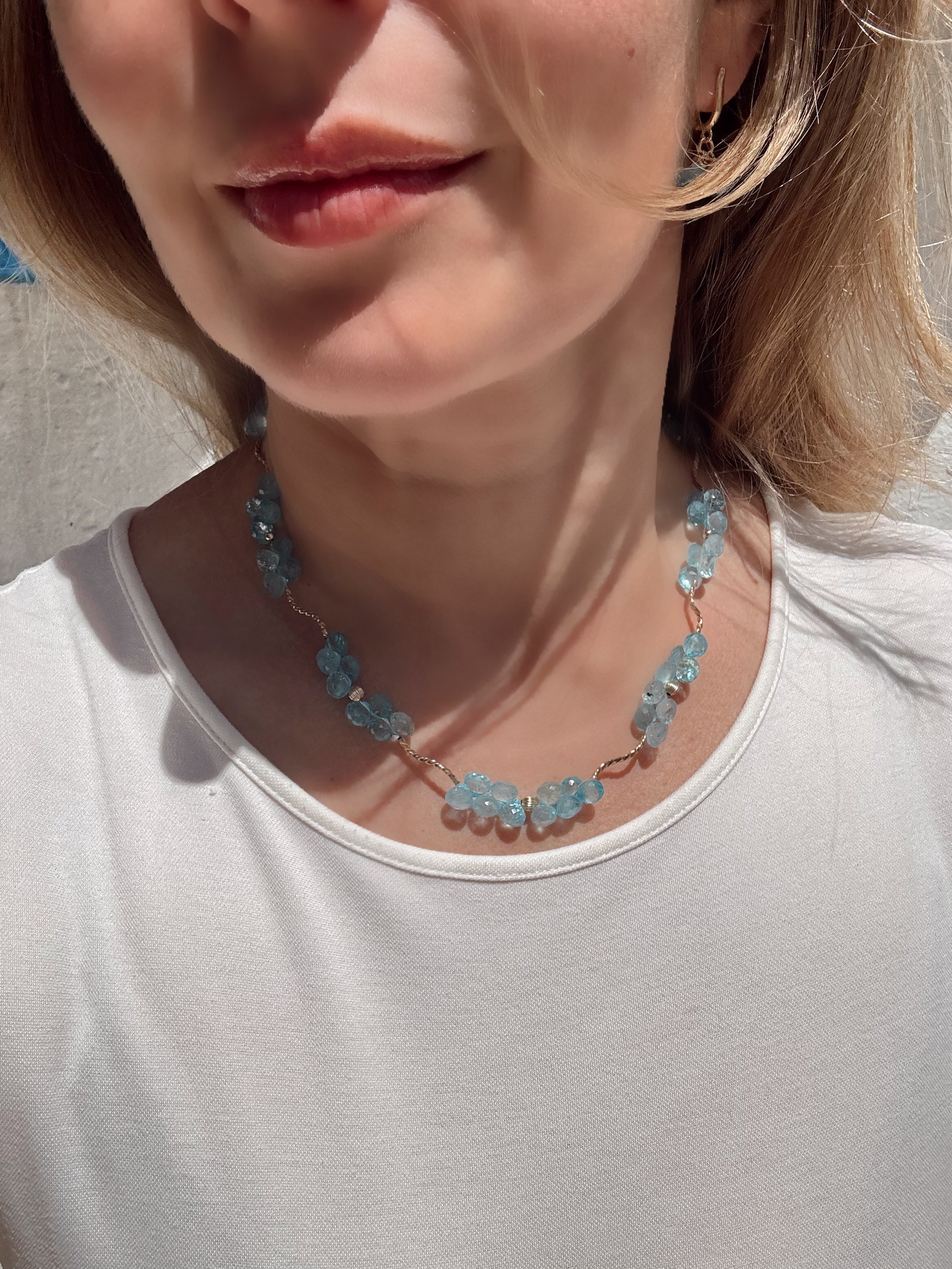 Blue Topaz Necklace & Earrings Set — 14k Gold-Filled & Vermeil