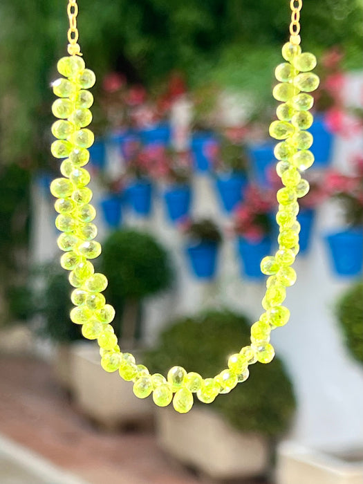 Peridot Faceted Drops Necklace