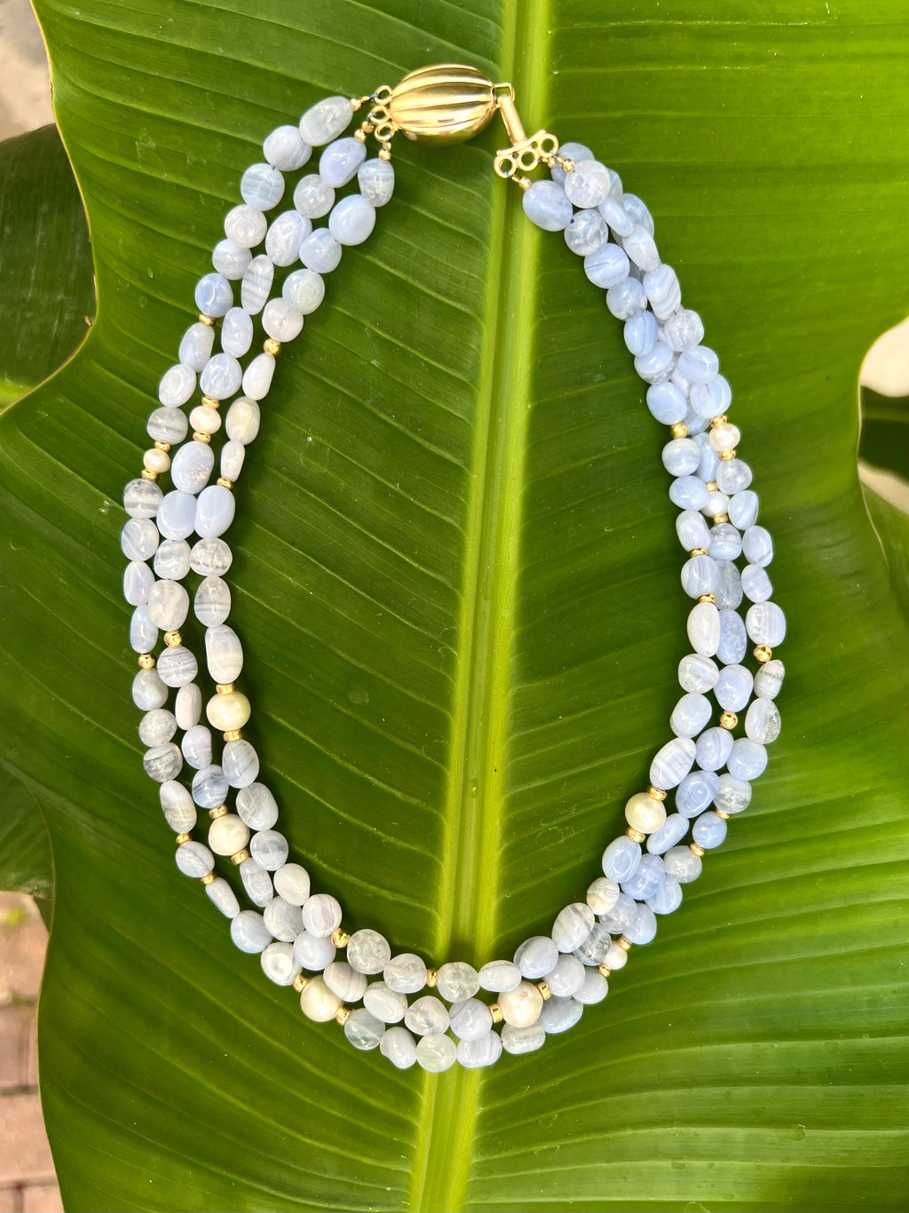 Lace Agate Layered Statement Necklace