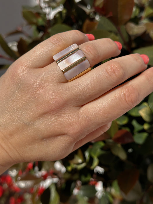 Pink Mother of Pearl Statement Ring