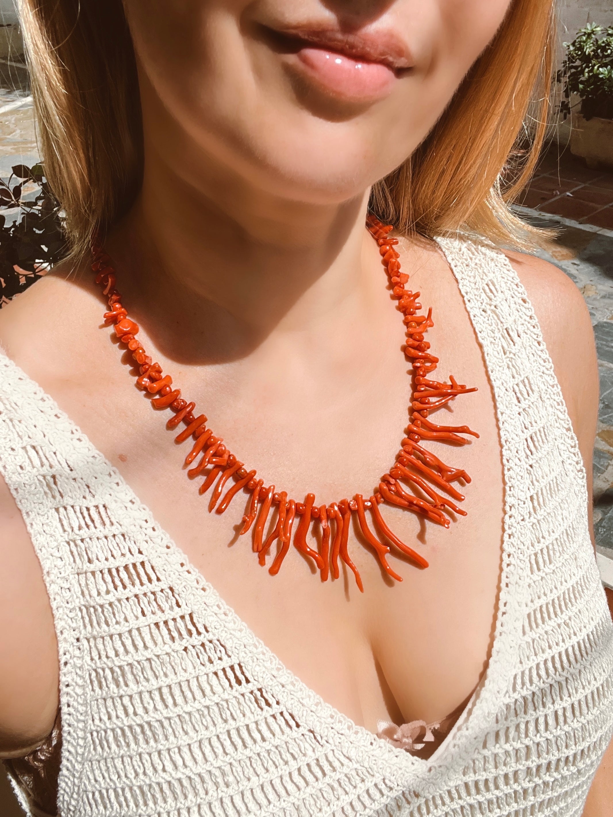 Red Coral Branch Necklace