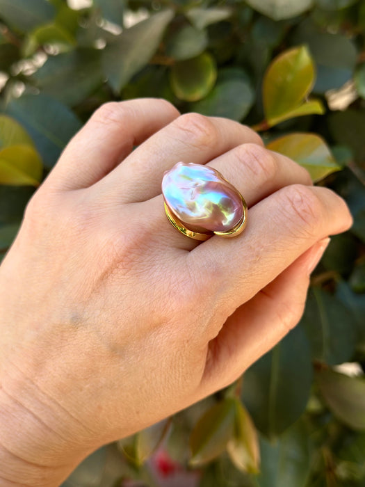 Purple Baroque Pearl Ring