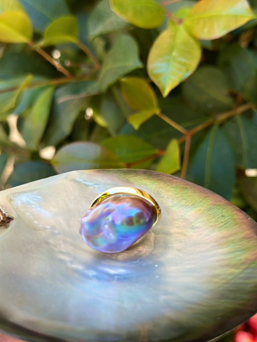 Purple Baroque Pearl Ring