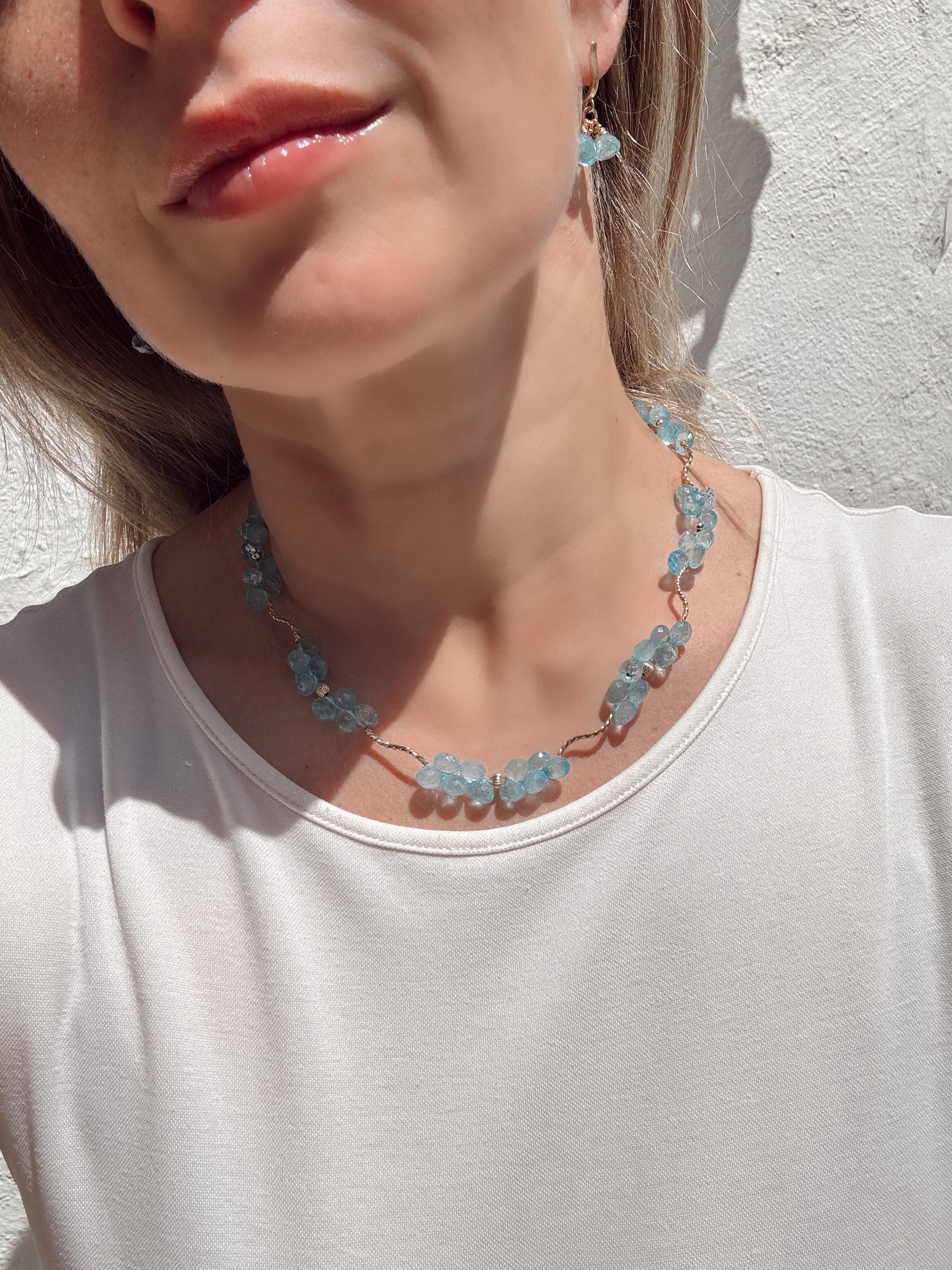 Blue Topaz Necklace & Earrings Set — 14k Gold-Filled & Vermeil