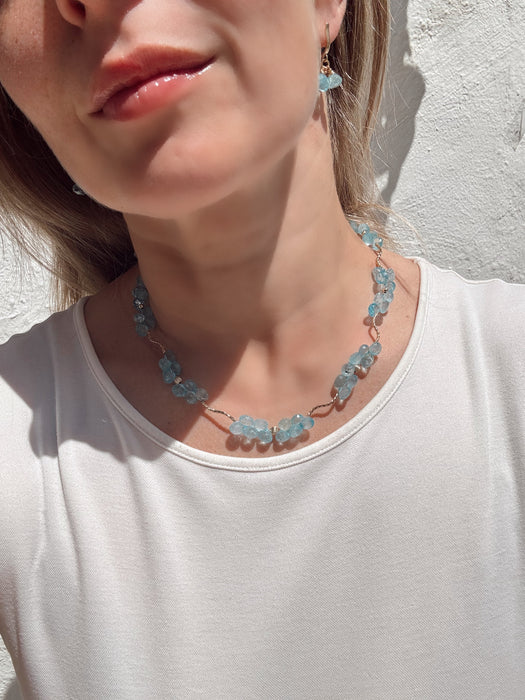 Blue topaz necklace and earrings set