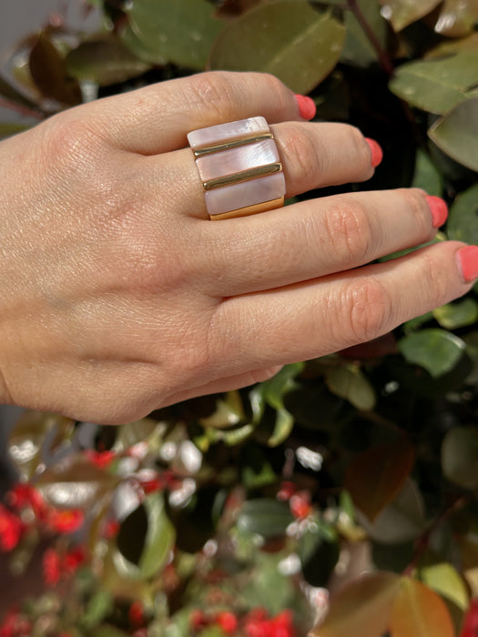 Pink Mother of Pearl Statement Ring