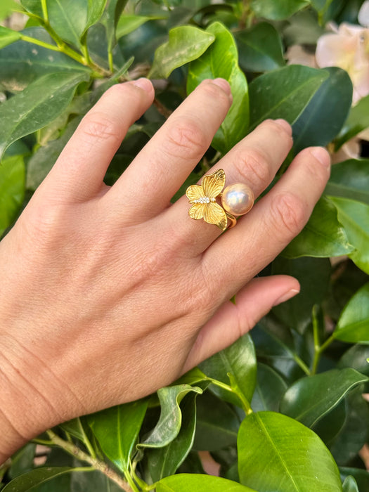 Pearl And Butterfly Ring