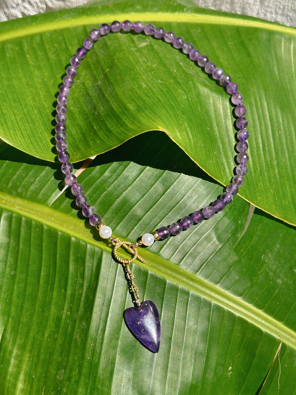 Amethyst Necklace with Heart Pendant