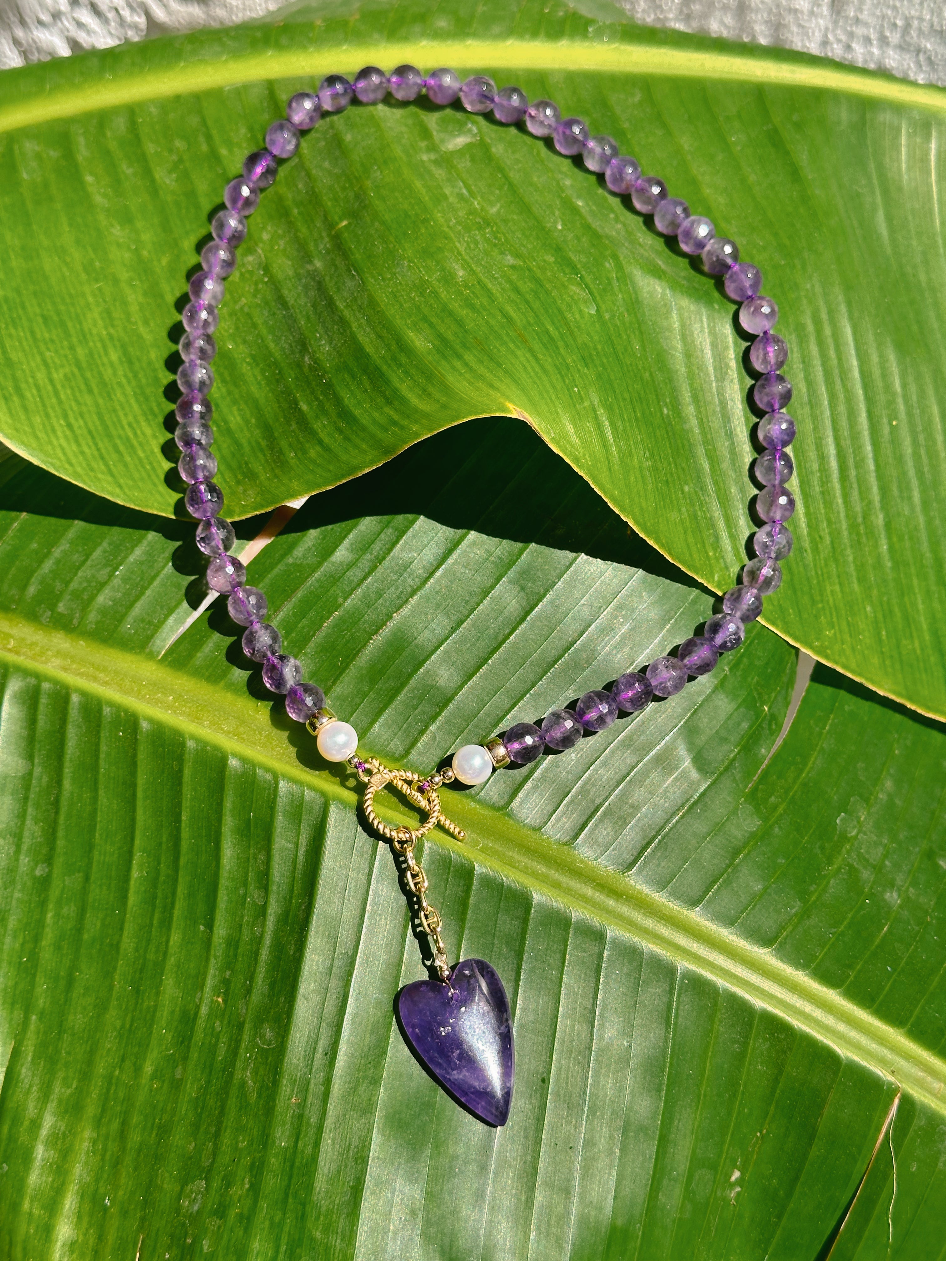 Amethyst Necklace with Heart Pendant