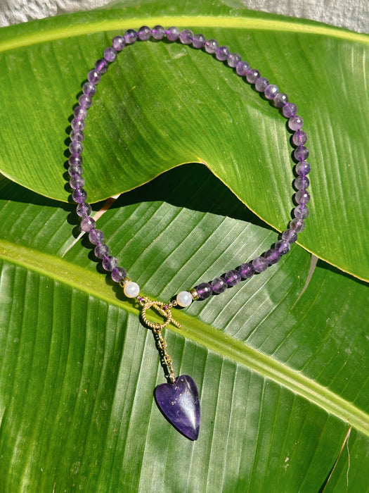 Amethyst Necklace with Heart Pendant