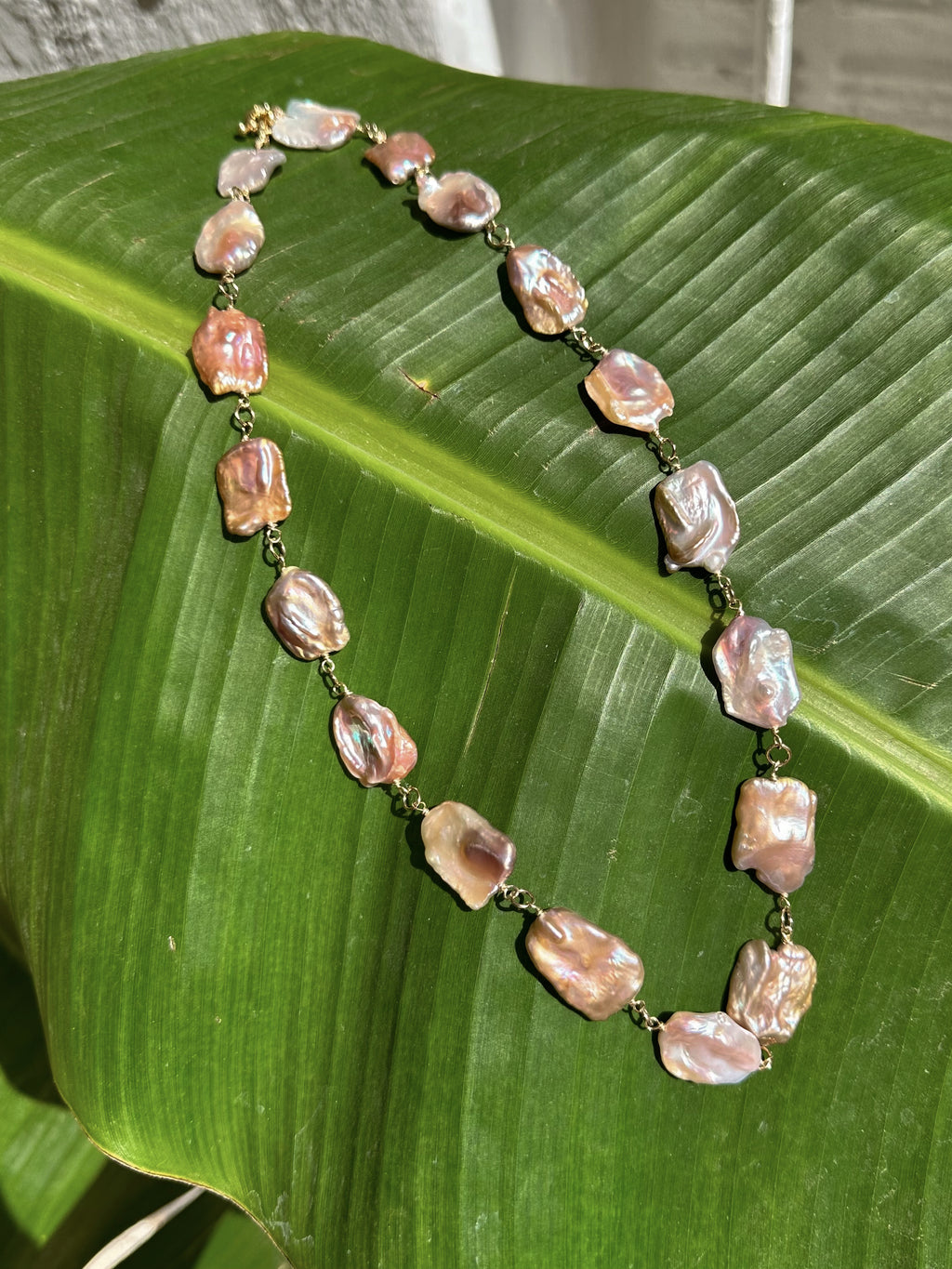 Large Purple Keshi Pearl Necklace and Earrings Set