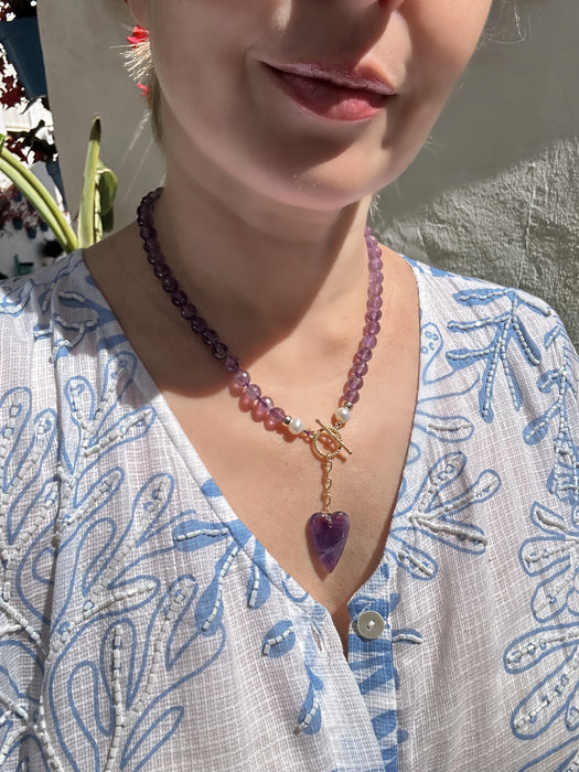 Amethyst Necklace with Heart Pendant