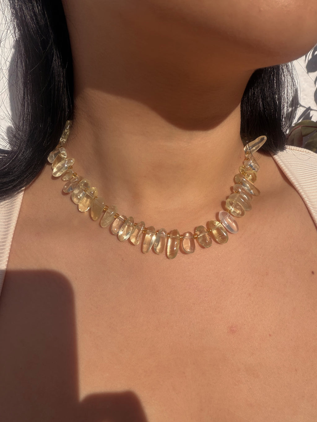 Lemon quartz necklace with citrus pendant