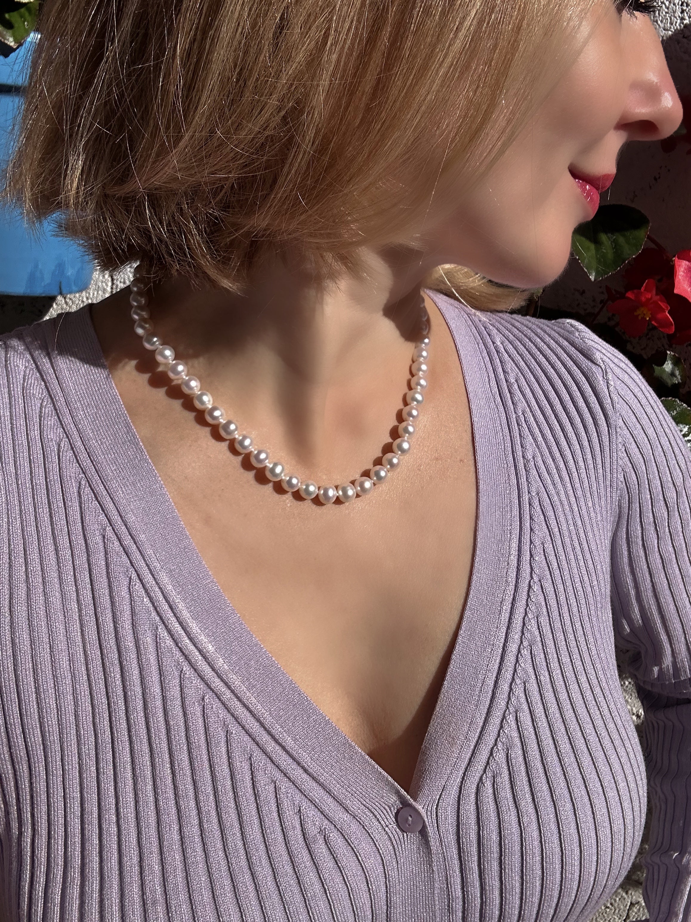 Classic White Pearl Necklace 8 mm