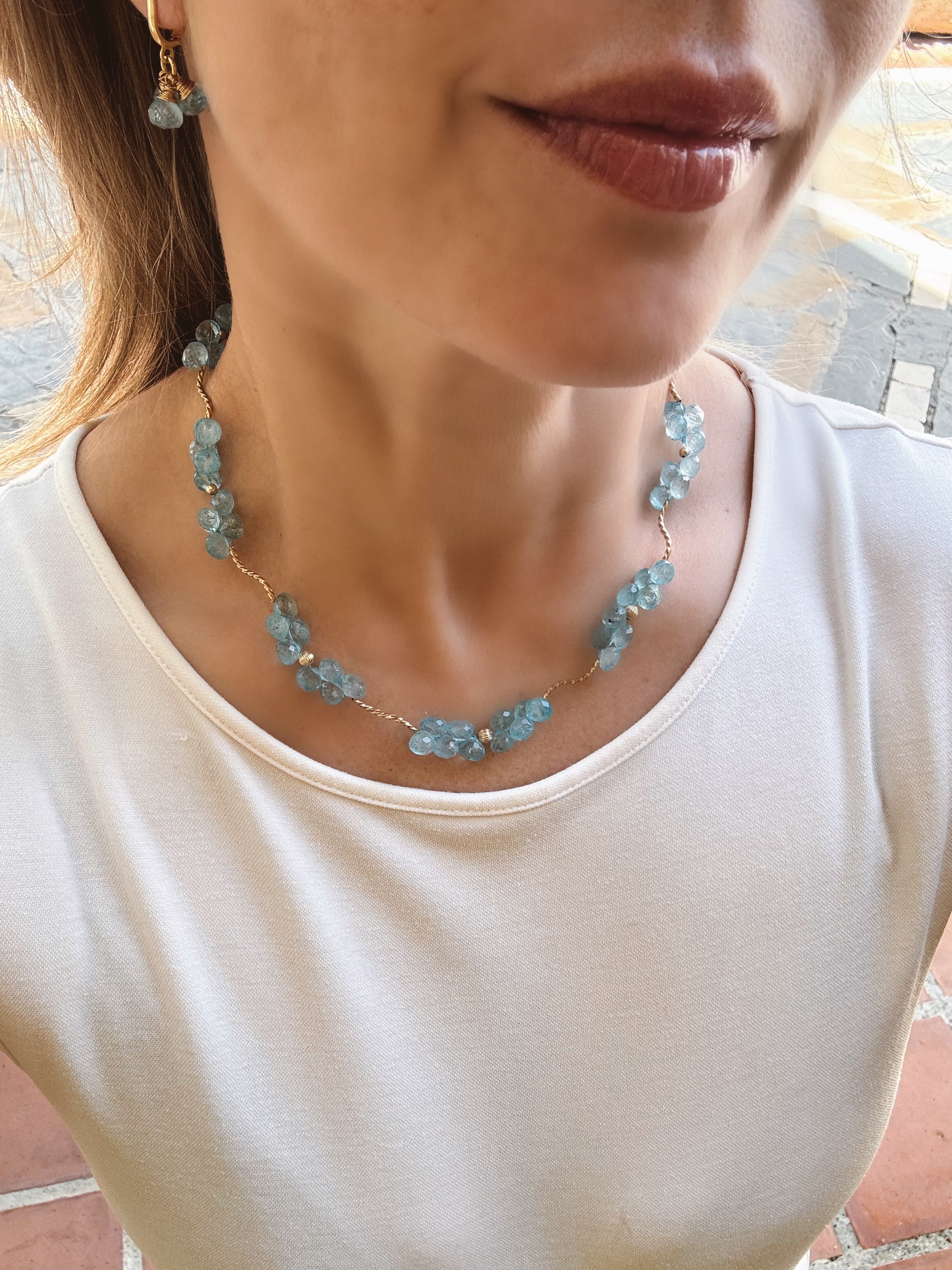 Blue Topaz Necklace & Earrings Set — 14k Gold-Filled & Vermeil