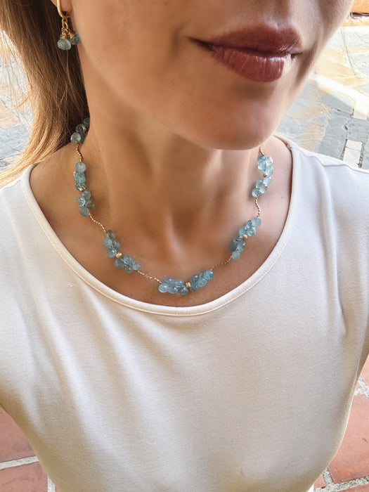 Blue topaz necklace and earrings set