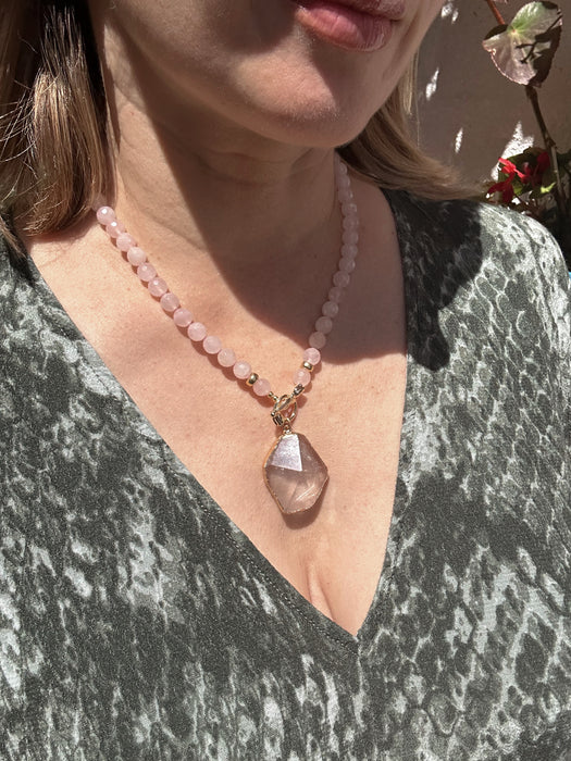 Rose Quartz Beaded Necklace