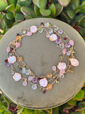 Multi Gemstone & Pink Keshi Pearl Long Necklace — 14k Gold Filled