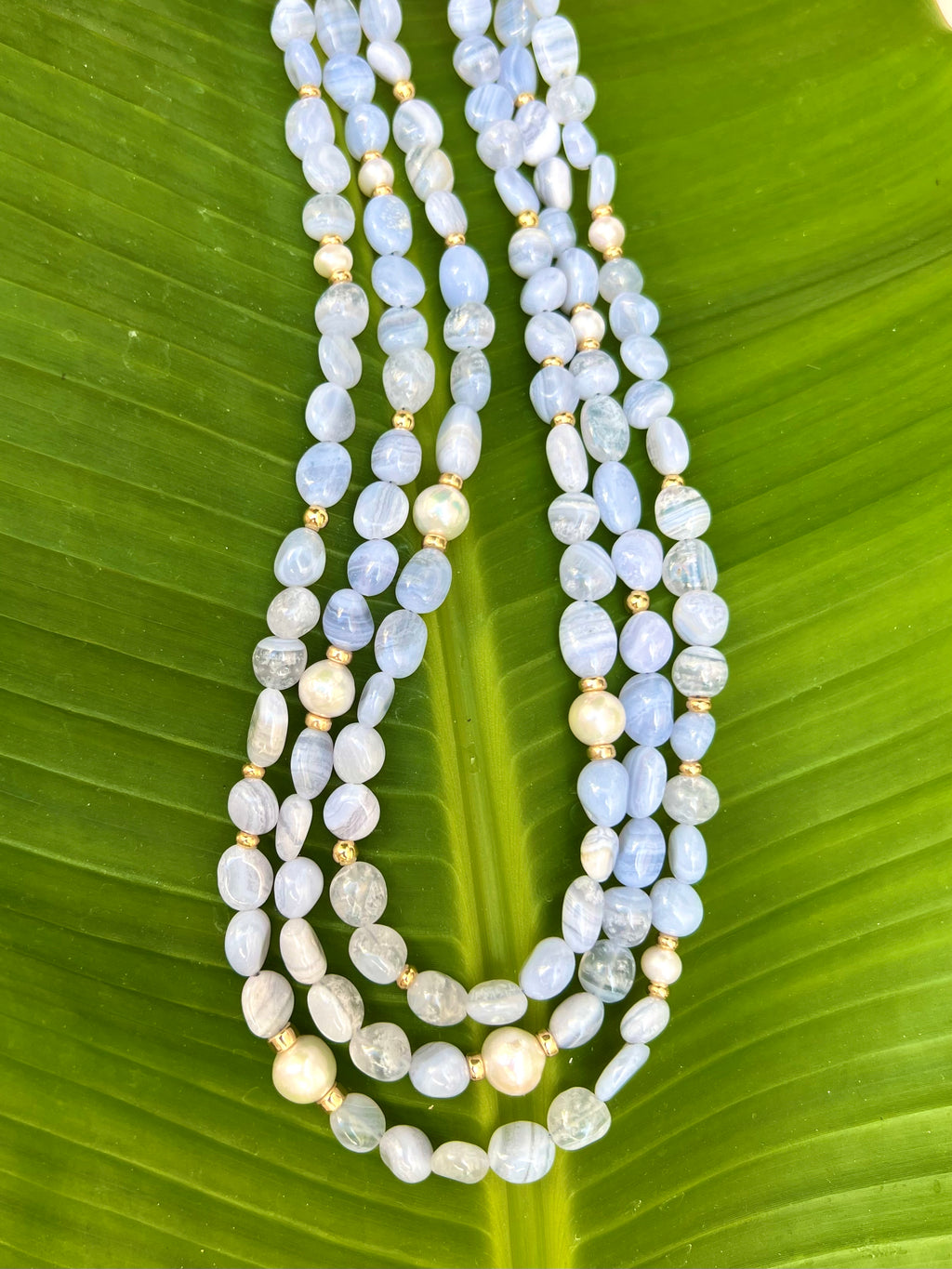 Lace Agate Layered Statement Necklace