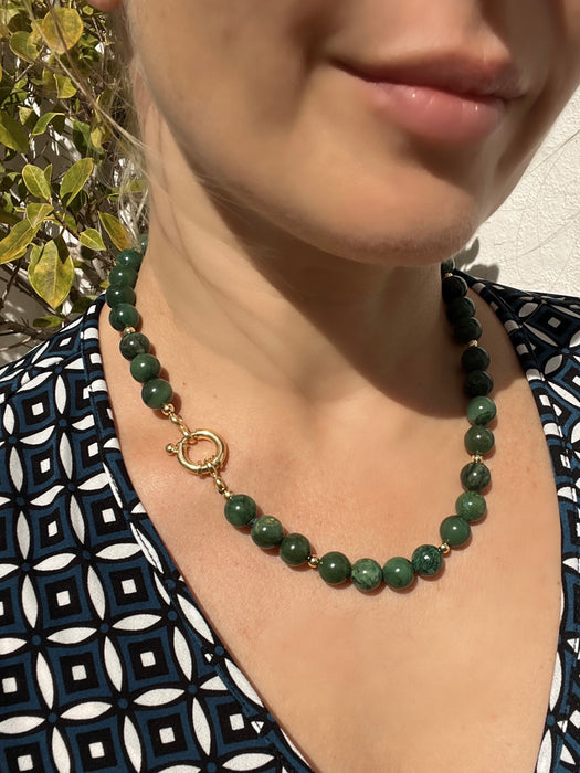 African Jade Beaded Necklace