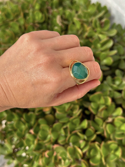 Green Agate Statement Ring