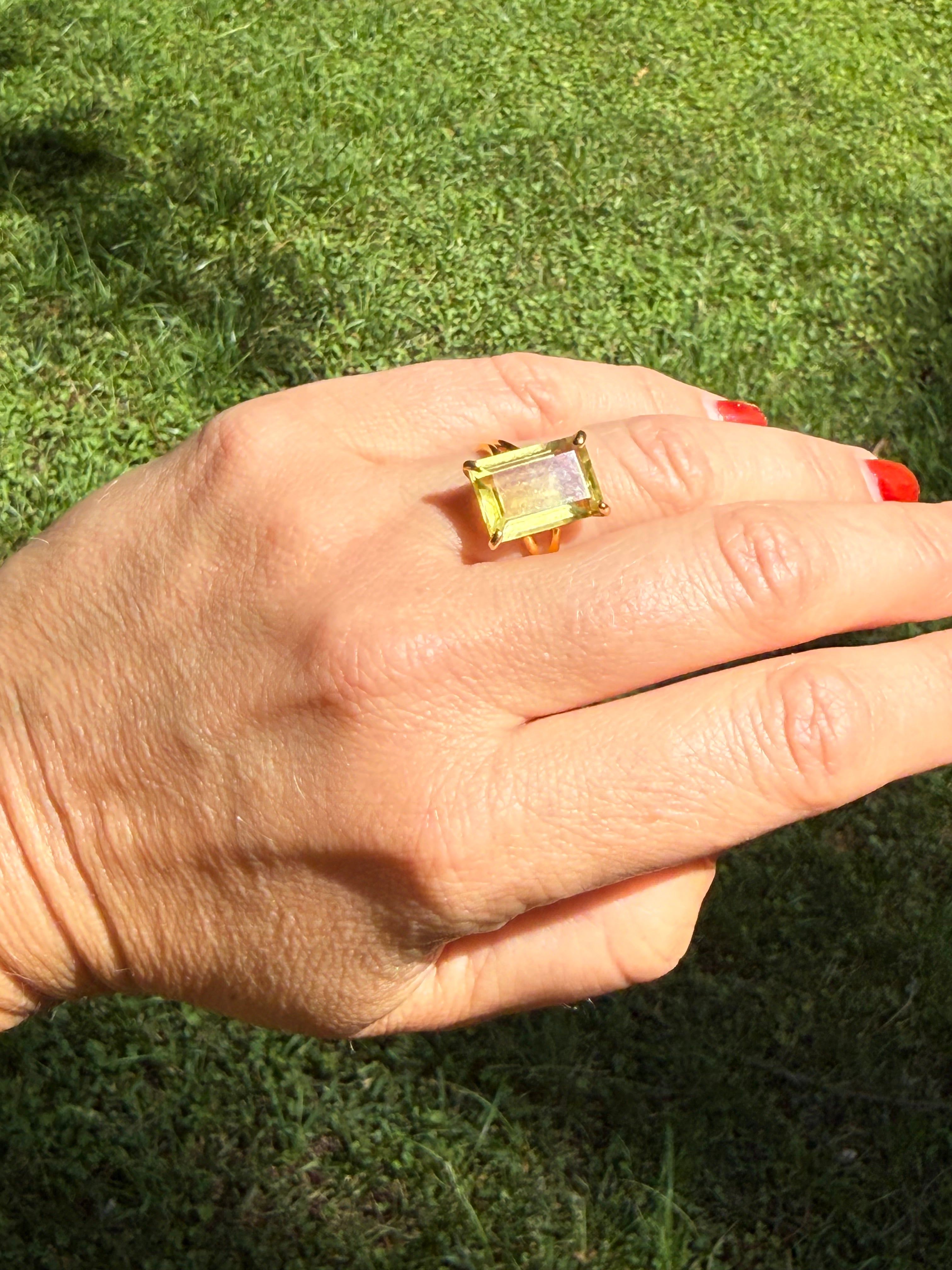 Lemon Quartz Statement Ring “Soleil”