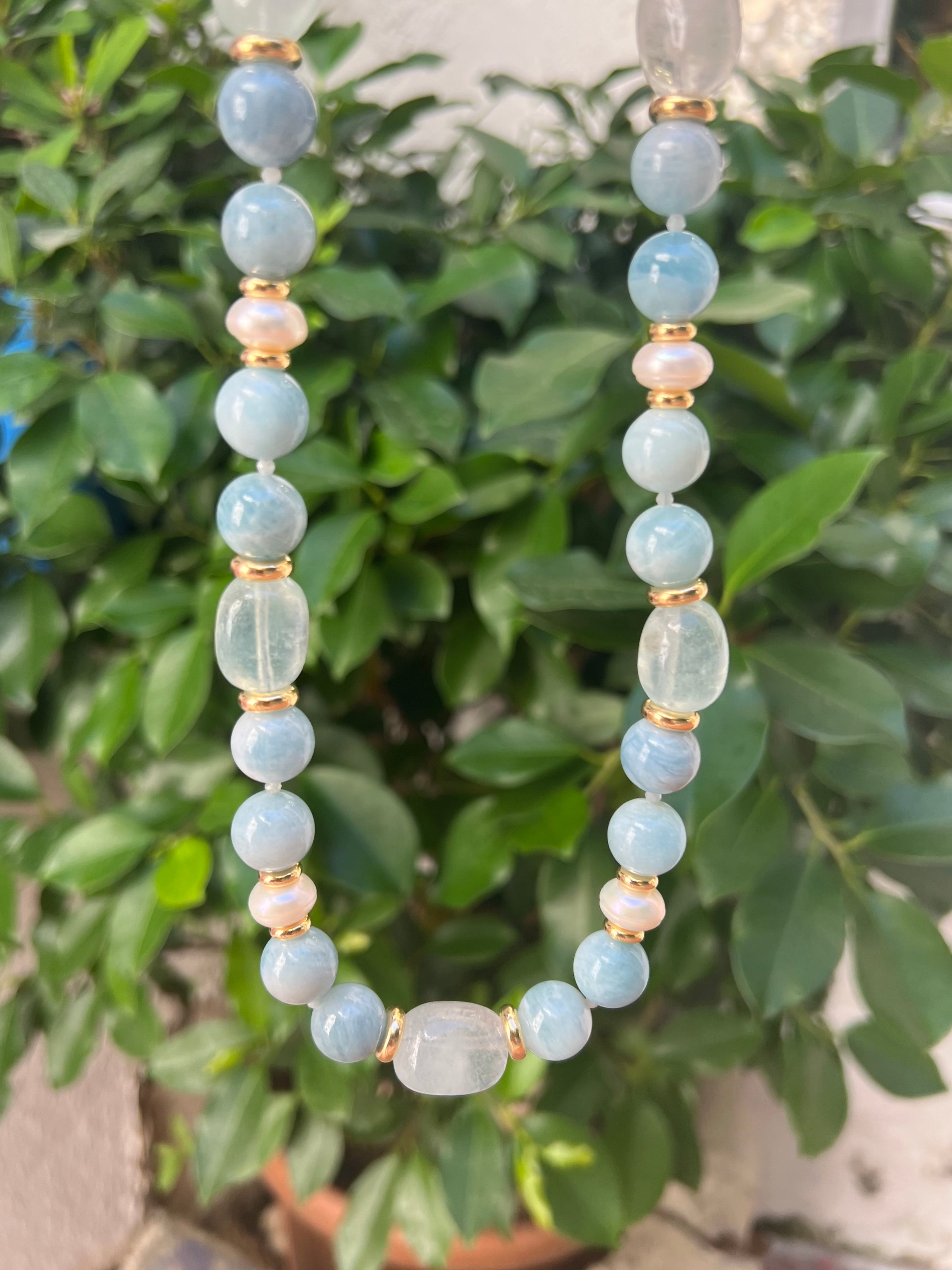 Chunky Aquamarine Necklace Cielo
