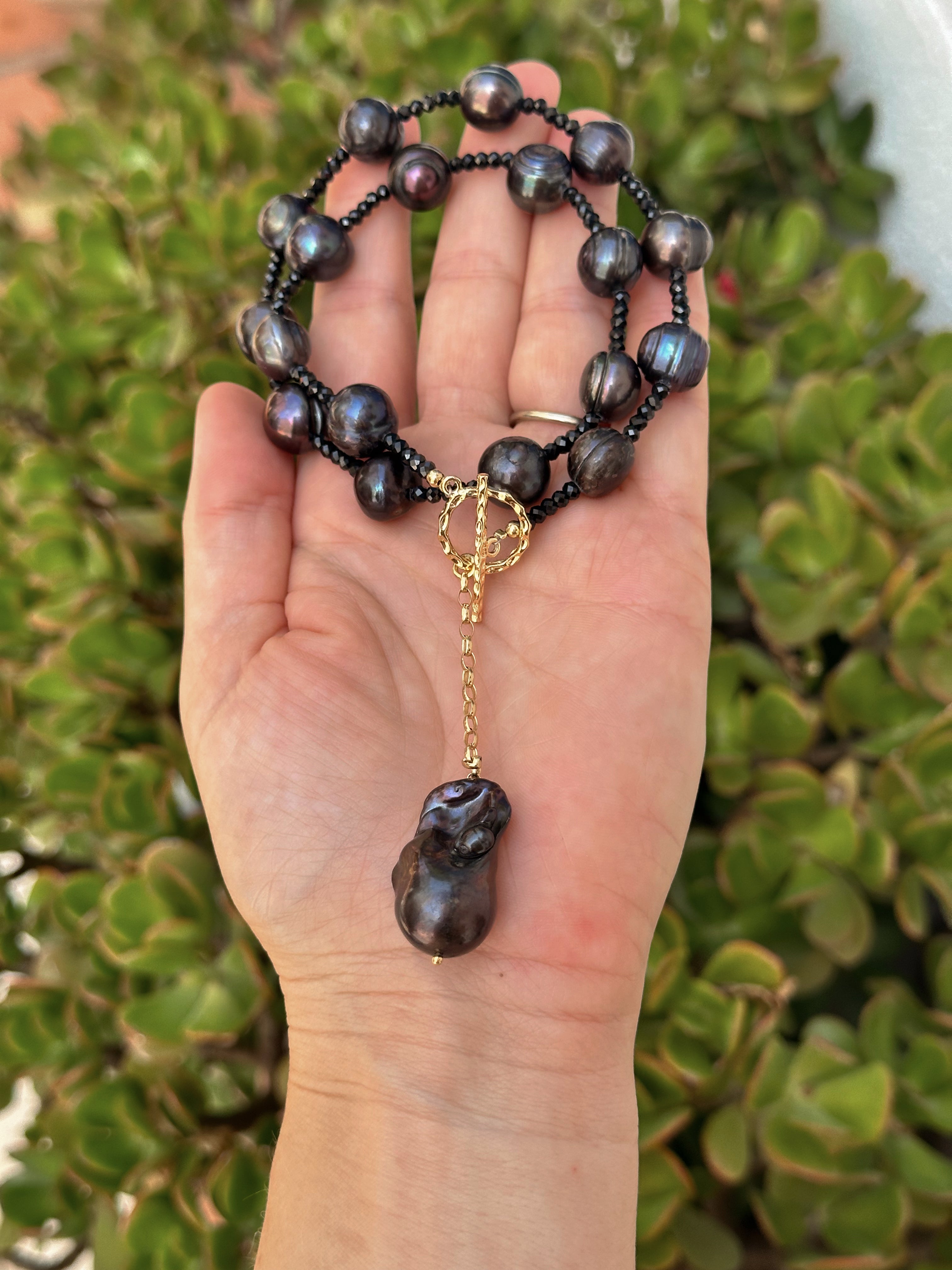Black Spinel And Pearl Necklace