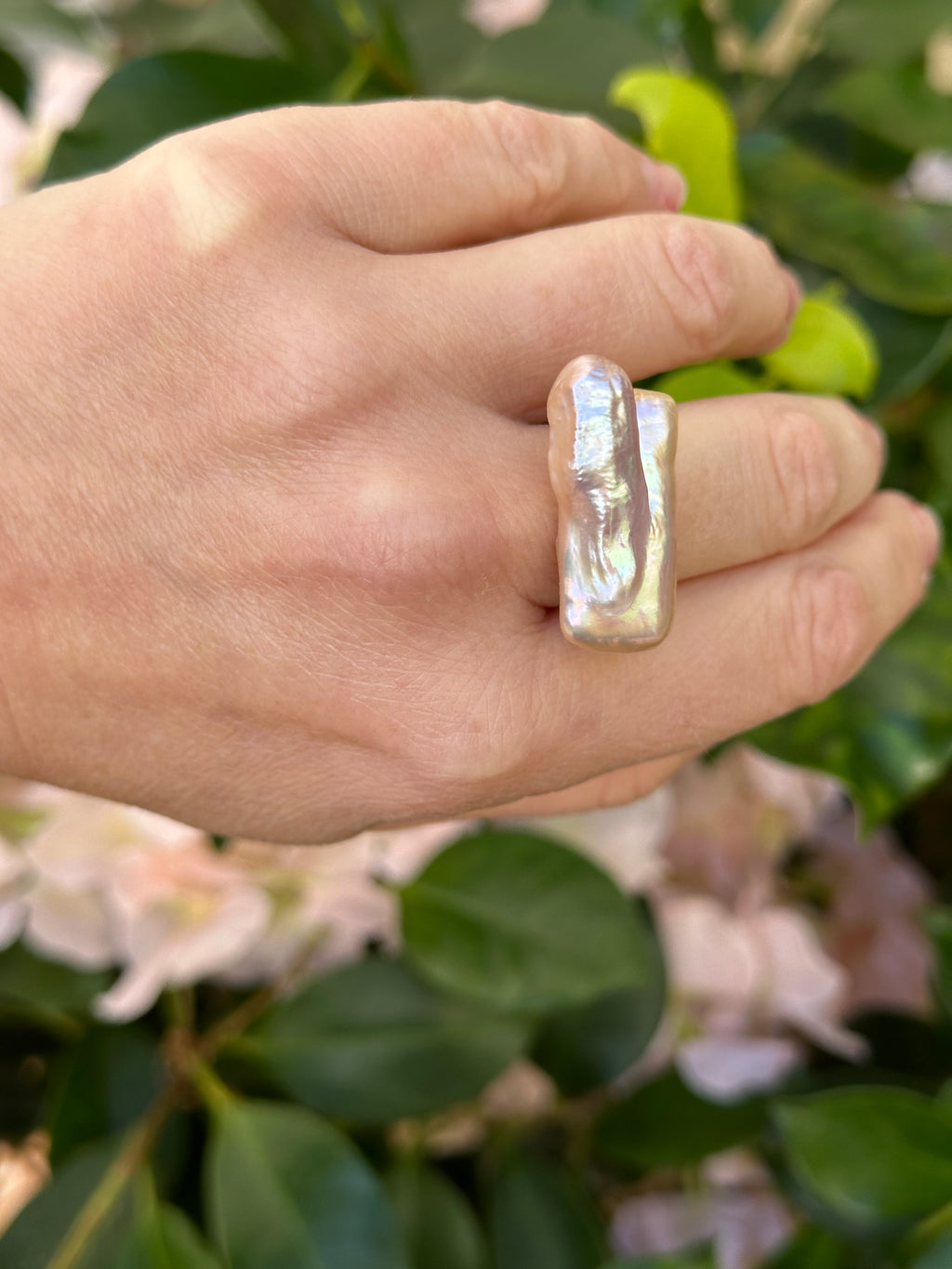 Square Baroque Pearl Cocktail Ring