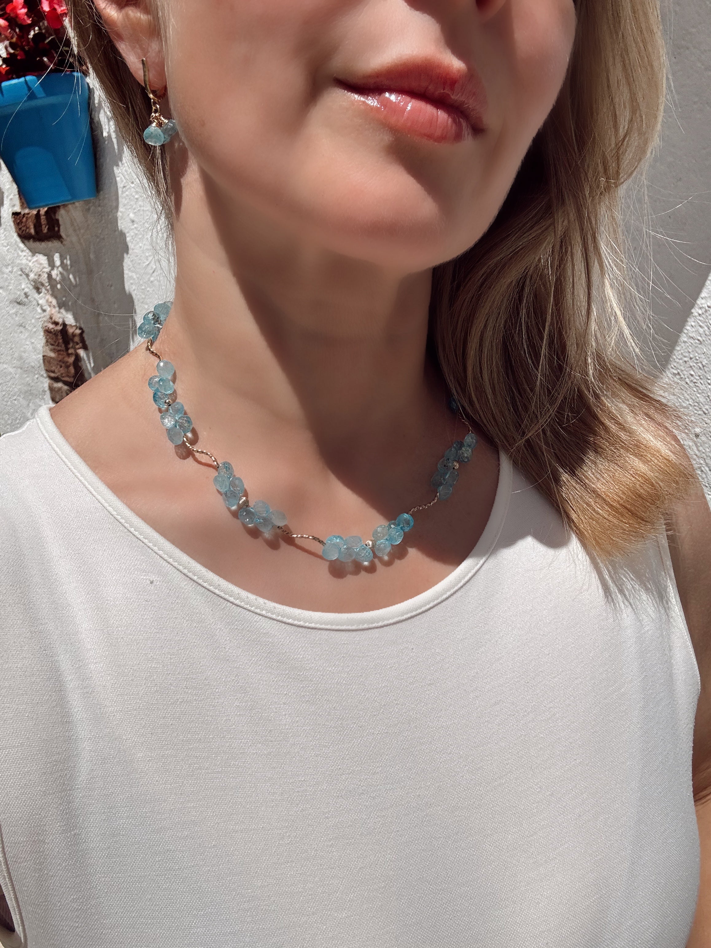 Blue Topaz Necklace & Earrings Set — 14k Gold-Filled & Vermeil