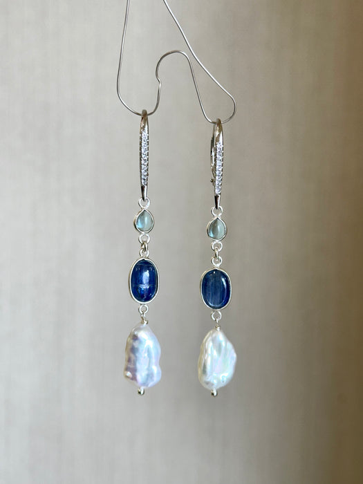 Blue Gemstones Drop Earrings