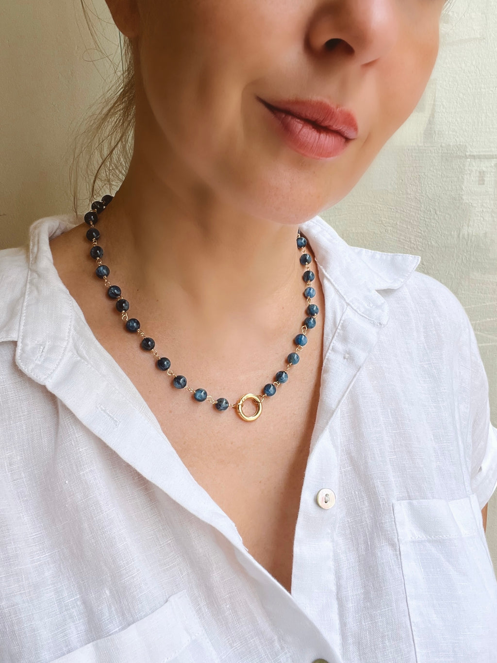 Kyanite Necklaces With Round Removable Clasp